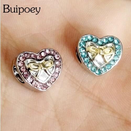 Buipoey 2pcs Shiny Butterfly Charms Silver Color Beaded Fit Brands Bracelet Bangle Origional Women Girls Necklace Accessories