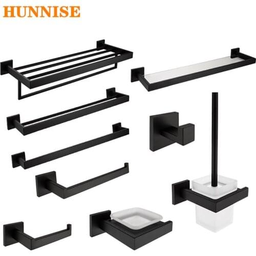Black Bathroom Hardware Set, Matte Black Bathroom Hardware Set Square Bathroom Fixture ,stainless Steel Black Bath Hardware Sets