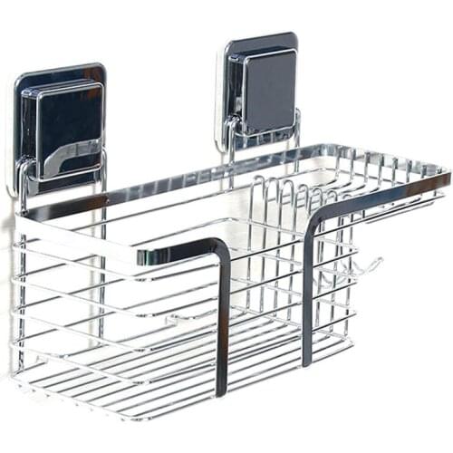 Stainless Steel Bath Shampoo Holder Shower Basket Shelves with Soap Dishes Hooks Bathroom Accessories MYDING