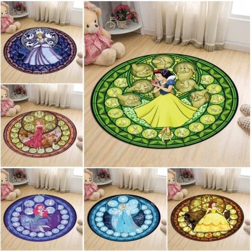 Kids Room Cartoon Soft Round Floor Carpet Girls Anti-skid Mat Kitchen Waterproof Rug Computer Chair Door Carpets