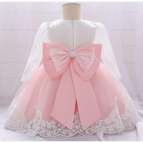 Kid dress for girl 2020 christmas clothes lace flower girl dresses child baby outfits big bow toddler clothes birthday dress