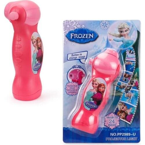 Disney Frozen Projection Flashlight Elsa Anna Action Figures For Kids Minnie Spiderman Figures Girls Boys Christmas Party Toys
