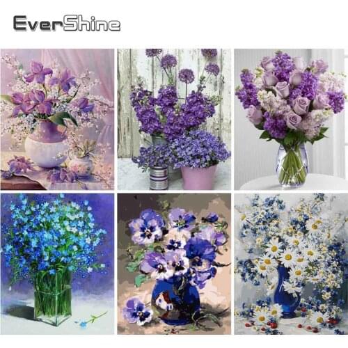EverShine Adult Paint By Numbers Flowers Home Canvas Painting Coloring By Numbers Wall Art Home Decor