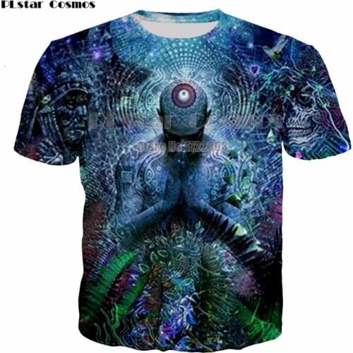 PLstar Cosmos Harajuku Herren Buddha T shirts for Men/Women Poleras Buda Hemd Streetwear Psychedelic Tshirt Unisex Plus size 5XL