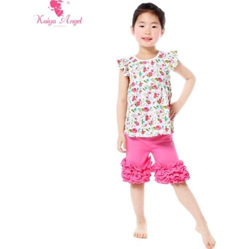 Kaiya Angel Toddler Girl Clothing Spring Little Flower Girls Clothing Sets Icing T Shirts Shorts Suit 1-8T Pink Shorts Outfits