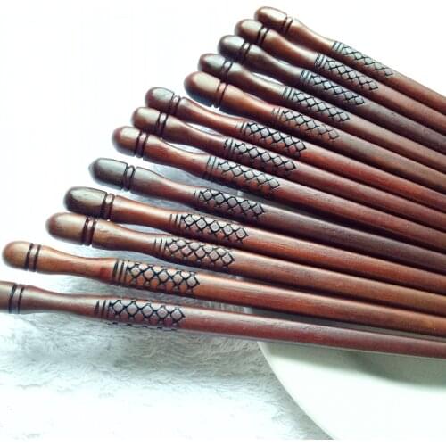 Ironwood Chinese Wooden Chopsticks Manual Buffing Patterns round Creative Crafts Wood Chopsticks Home Tableware