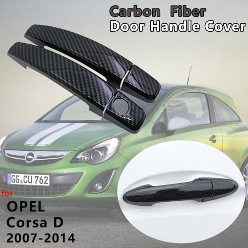 Carbon Fiber Door Handle Cover Catch Trim Accessories for Opel Vauxhall Holden Corsa D 2007 2008 2009 2010 2011 2012 2013 2014