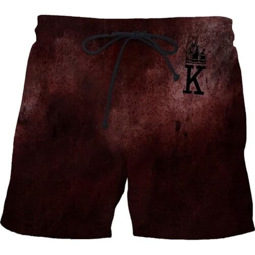 Playing cards 2021 summer new mens and womens fashion shorts 3D printing spades K Harajuku casual Hawaii beach sportswear