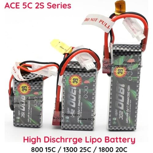 2S Lipo Gens ACE Lithium Battery 2S 7.4 V 800 1300 1800 MAH 15C 20C 25C Four Axis Fixed Wing Car Boat