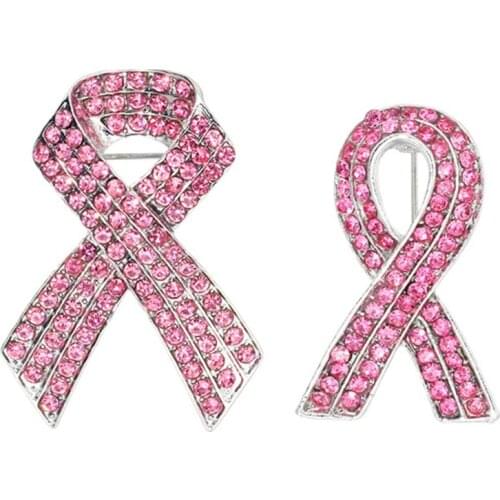 Fashion Pink Ribbon Rhinestone Brooches Breast Cancer Awareness Brooch Pin HIV And AIDS Badge Women Brooch Jewelry