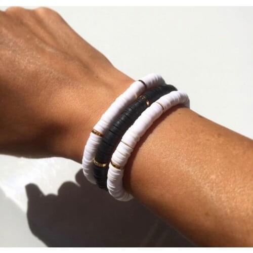 Fashion Layers Spiral Cuff Bracelet 2020 Female Polymer Clay Disc Beads Bangle Colorful Bracelet for Women Charm Jewelry