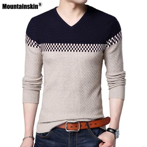 Mountainskin New Mens Sweater 2020 Autumn Winter Male Fashion Casual Slim V-neck Wool Pullover Shirt Brand Clothing SA717