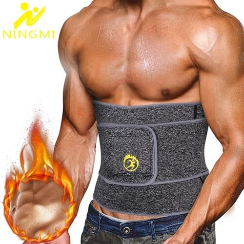 NINGMI Mens Waist Trainer Tummy Slim Body Shapers Neroprene Sauna Shapewear Weight Loss Strap Waist Cincher Modeling Belt Corset