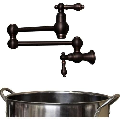 Oil Rubbed Bronze Black 21" Pot Filler, Wall Mount, Vintage, Retractable, Solid brass kitchen faucet tap Double Joint Spout