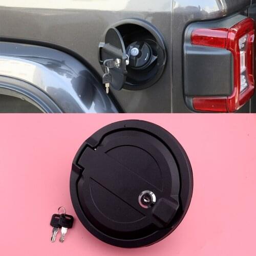 Exterior Anti-theft Locking Gas Fuel Tank Cover Cap Lid Car ABS Black Fit For Jeep Wrangler JL JLU 2018 2019 2020 2021
