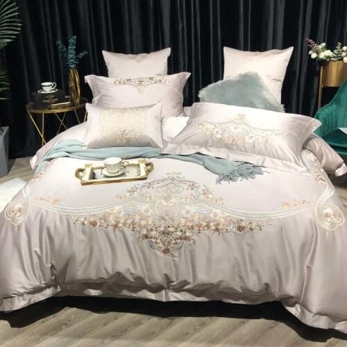 New luxury Princess 100S Egyptian cotton Embroidery Bedding sets Queen King Wedding Duvet cover Bed sheet set Pillowcases 4/6pc
