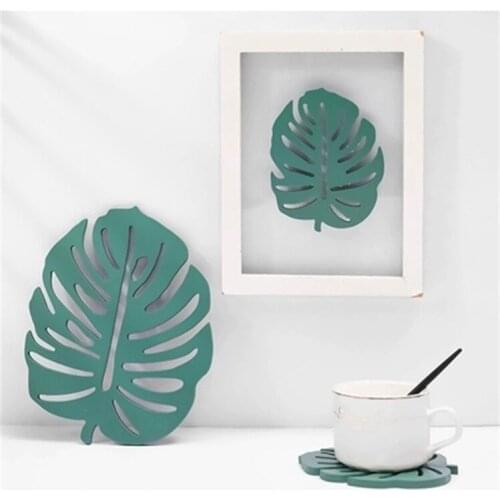 NEW Hollow Resistant Placemat Nordic Style Leaf Cup Mat Coaster Das Set for Kitchen Dining Table Home Decoration Table Placemat