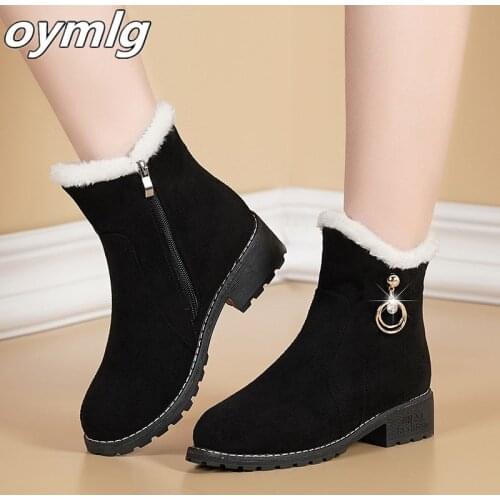 New Women Boots Winter outdoor keep Warm Fur Boots Waterproof Womens Snow Boots Thick heel with round head short boot 2019