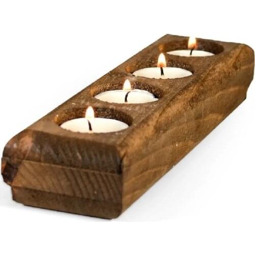 Plus Accessory Wooden Decorative Design 4'lü Elegant candle Holder candle and candlestick свеча и подсвечник vela y candelero