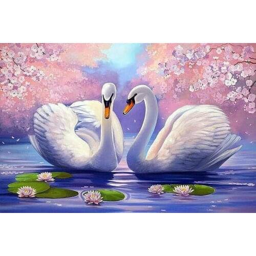Full Diamond Embroidery Needlework Diy Rhinestones Cross Ctitch Kits Full Diamond Mosaic Natural Swan Flower