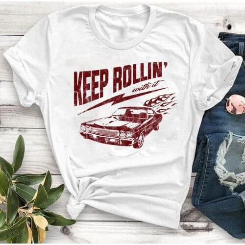Casual Tshirt Women Plus Size 4XL Keep Car Fashion T Shirt Female Women Summer Print Camisa Mujer Top Graphic Cute Tees T-shirt