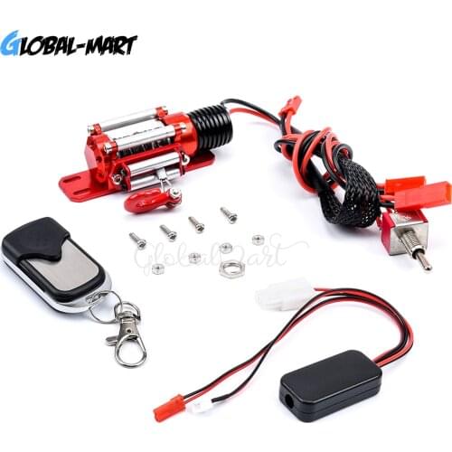 RC Car Metal Winch + Wireless Remote Controller Receiver for 1/10 RC Crawler Truck Axial SCX10 RC4WD 90046 D90 TD90 Traxxas TRX4