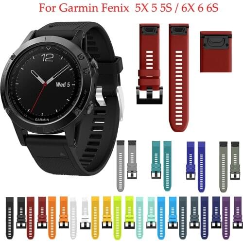 Sport Silicone Watchband Wriststrap for Garmin Fenix 6X 6 6S Pro 5X 5 5S Plus 3 3HR 20 22 26mm Easy Fit Quick Release wirstband
