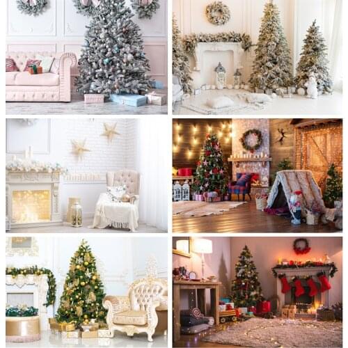 Christmas Indoor Theme Photography Background Christmas tree Children Portrait Backdrops For Photo Studio Props 21519 HDY-03