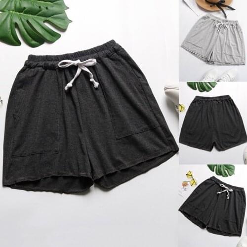Womens Shorts Fashion Elastic Waist Pockets Comfy Drawstring Shorts Summer Sports Running Casual Shorts Home Shorts Feminino