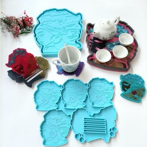 African Goddess Head Silhouette African Godness Tray Coaster Holder Set Series Diy Resin Molds Table Decoration Silicon Moulds