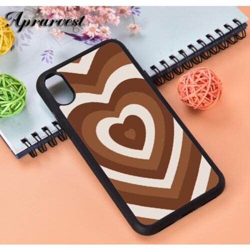 Aprarvest brown heart Silicone Rubber Phone Case Cover For iPhone 6 6S 7 8 PLUS X XS XR 11 12 MINI PRO MAX