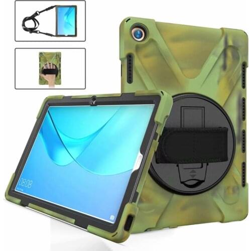 360 Rotating Shockproof Safe Silicon Stand Shell for Huawei MediaPad M5 Pro 10.8 Inch Case Tablet Protect Cover Funda+Straps+pen