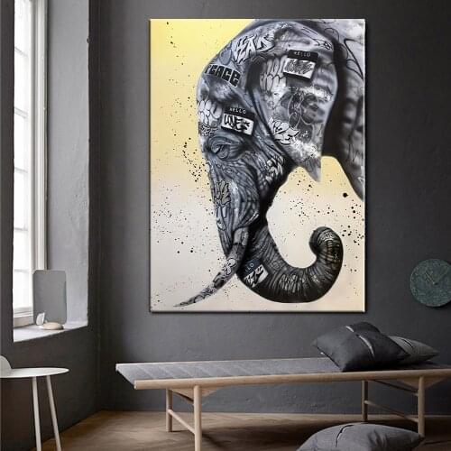 Elephant Graffiti Wall Art Canvas Painting Posters and Prints Graffiti Elephant Wall Pictures For Living Room Cuadros Home Decor