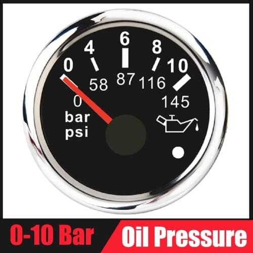 Universal Car Oil Pressure Gauge 2'' 52mm Oil pressure Meter Automobile For Marine Boat With Alarm Gauge Red Backlight