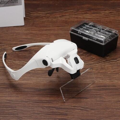 LED Headband Magnifier Glass 1X-3.5X Lens Loupe Magnifier For Reading Reparing Tool Led Magnifying Glass Watch Accessories