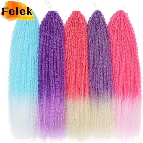 Crochet Hair Afro Curls Braiding Hair Extensions Synthetic African Braided Hair For Braids Kinky Curly Soft Ombre Pink Purple