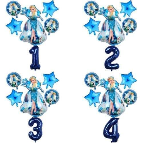 6Pcs Disney Frozen Elsa Princess Balloons Birthday Party Balloons Kids Birthday Party Decoration Baby Shower Air Golobs