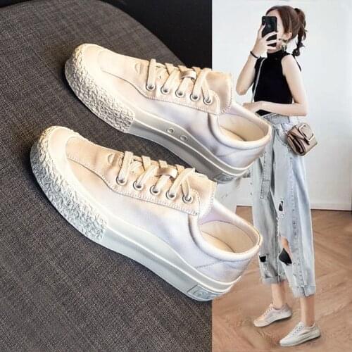 Net Red White Shoes Women Spring and Summer 2021 New Wild Thin Thick-Soled Net Shoes Casual Shoes Tide