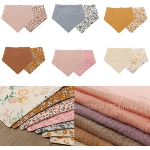1 Pc Cotton Bandana Baby Double Side Floral Print Bibs Feeding Smock Infant Burp Cloths Saliva Towel Baby Eating Accessory Soft