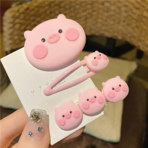 1PCS New Girls Cute Colorful Cartoon Piggy Hairpins Kids Lovely Decorate Hair Clips BB Barrettes Fashion Hair Accessories Gifts