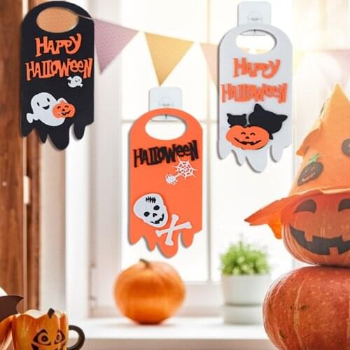 1pc Happy Halloween Decorations Felt Fabric Hanging Tag for Haunted House Door Window Party Home Decor DIY Crafts 3 Styles