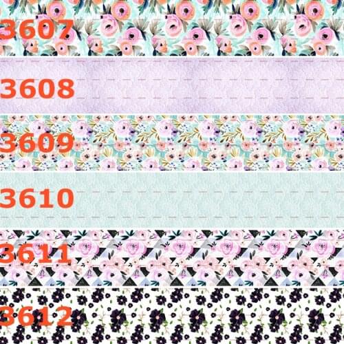 10yards - different sizes -Flowers pattern printed Grosgrain ribbon - Flower design ribbon
