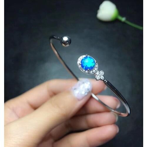 100% Real Natural Opal Bangle 925 sterling silver Fashion Opal Bangle