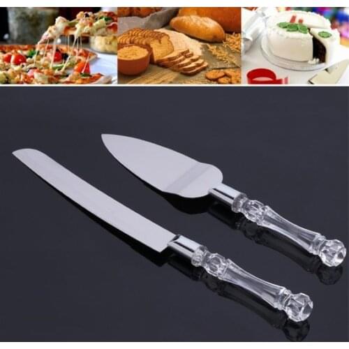 2pcs/set New Wedding Cake Cutting Server Set Stainless Steel Anniversary Parties Tableware