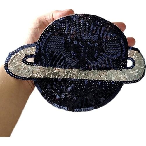 250MM Planet Iron On Patches For Clothing Sequins Biker Badge Embroidery Fabric Sequined Patch Clothes Stickers Strange things