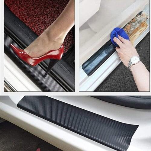 4PCS 3D Car Door Stickers Universal Sill Scuff Anti Scratch Door Entry Guards Carbon Fiber Self-Adhesive Film Car Accessories