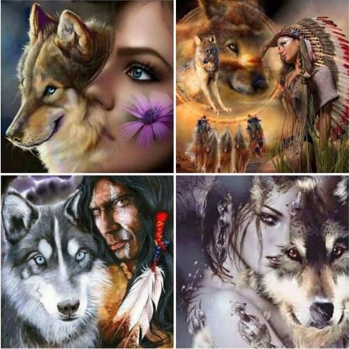 5D Diamond Painting Kit Full Round Square Drill Diamond Embroidery DIY Animals Wolf Diamond Mosaic Kerst New Year Decorations