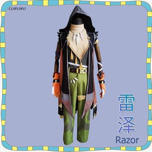 Anime! Genshin Impact Razor Game Suit Handsome Uniform Cosplay Costume Halloween Carnival Party Outfit Men Custom-Made 2021 NEW