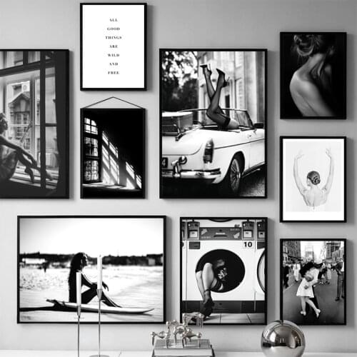 Black and White Posters and Prints Modern Wall Art for Girl Room Decorative Picture Home Decor Canvas Paintings on The Wall