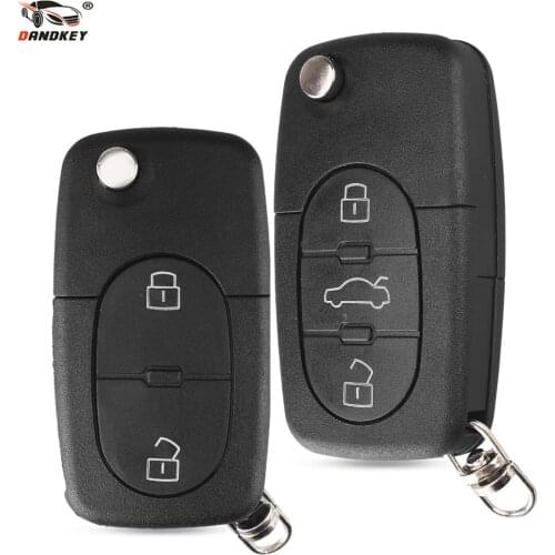 Dandkey 10pcs/20pcs for Audi key 3 Button Remote Flip Car Key Case Shell Blade for Audi A3 A4 A6 A8 TT Quattro CR2020 Fob Blank